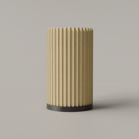 Imperia Sunset Edition Tischlampe – moderne Designerleuchte, warmes Licht, Sonnenuntergangslicht, minimalistisches geriffeltes Design in Beige, ideal für Schlafzimmer und Wohnzimmer, Nachttisch